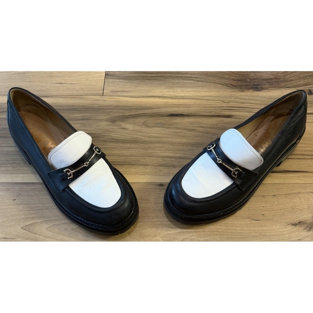 Sam Edelman Tully Bit Loafers Womens 9M Black White Leather Lug Sole Shoes - Picture 3 of 16
